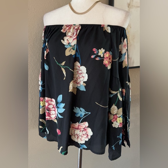 Peach Love floral print off the shoulder blouse - Picture 5 of 6